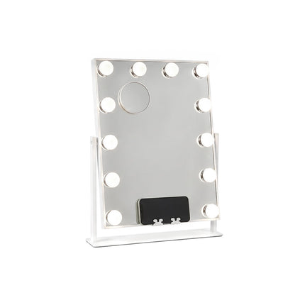 InnovaGoods Glarisse Tilting Hollywood Vanity Mirror, 12 LED Bulbs, Phone Holder