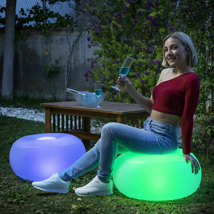 InnovaGoods Inflatable Armchair and Seat with RGB LED, Remote Control, Grey