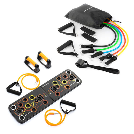 InnovaGoods Push-Up Board and Resistance Bands Set, Exercise Guide, Carry Bag