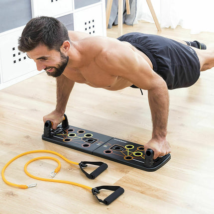 InnovaGoods Push-Up Board and Resistance Bands Set, Exercise Guide, Carry Bag