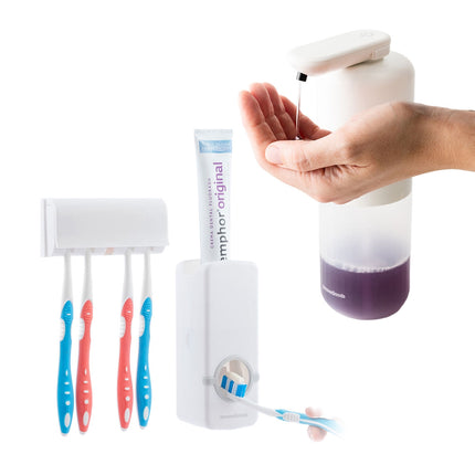 InnovaGoods Toothpaste and Automatic Soap Dispenser Set, Toothbrush Holder