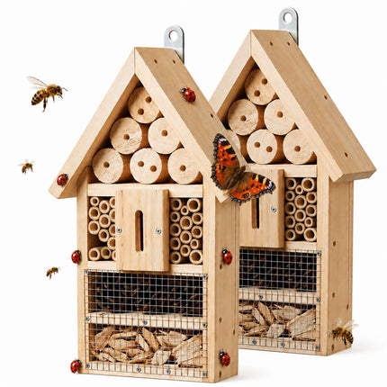Insektenhotel-Bausatz, 2er-Pack, Tannenholz und Bambus