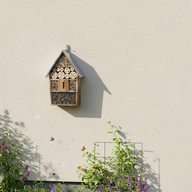 Insektenhotel mit Metalldach, wetterfester Nisthilfe