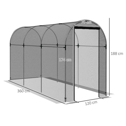 Zahradní ochranná síť proti hmyzu se vstupem, 1.2 x 3.6 m, černá HDPE
