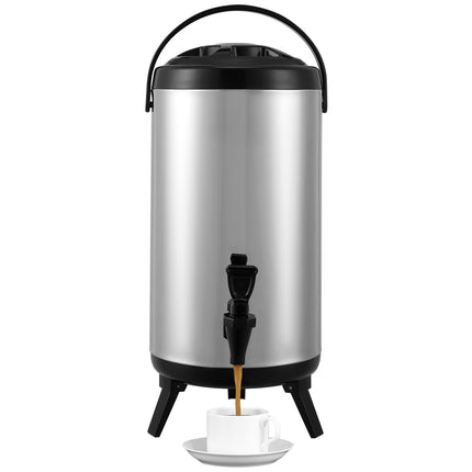 Insulated Beverage Dispenser, 2.4 Gal Stainless Steel Spigot