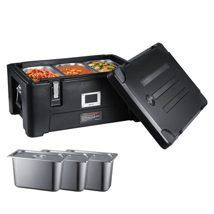 Insulated Food Pan Carrier 36 Qt, 3 Stainless Pans