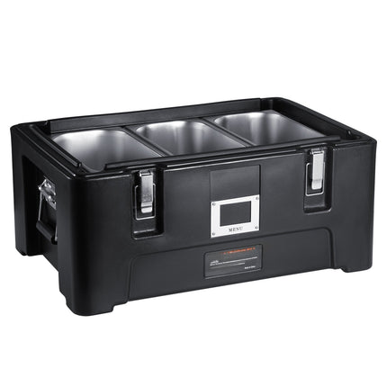 Insulated Food Pan Carrier 36 Qt, 3 Stainless Pans