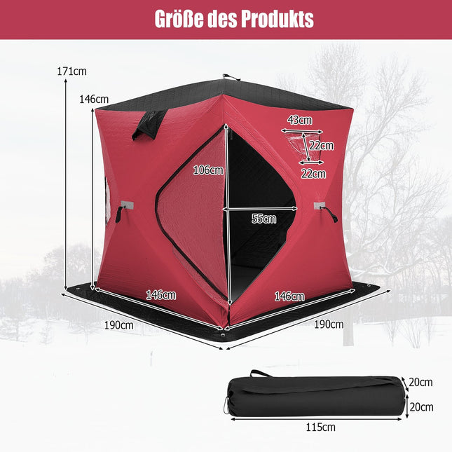 Geïsoleerde pop-up ijsvistent, 2 personen, rood
