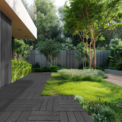 Interlocking Deck Tiles, 36-Pack, 36 Sq Ft, Dark Grey