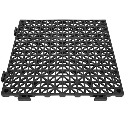 Interlocking Drainage Floor Tiles, PVC, 55-Pack, Black