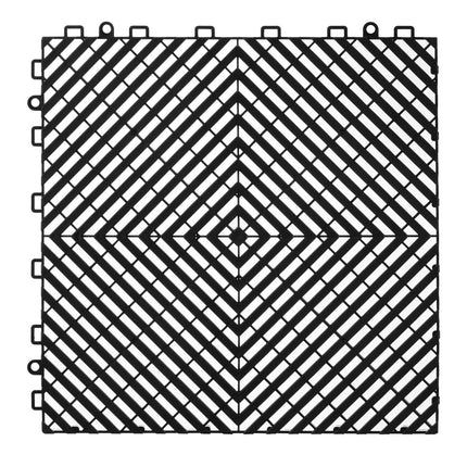 Interlocking Drainage Mat Tiles, 55 Pcs, 12 x 12 in, Non-Slip PP, Black