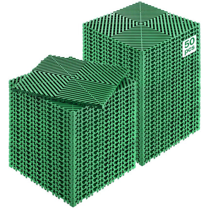 Interlocking Drainage Non-Slip Floor Tiles, 50 Pack 12 x 12 in