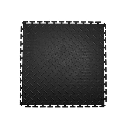 Interlocking Garage Floor Tiles, 16-Pack PVC, Slip-Resistant, Black