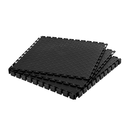 Interlocking Garage Floor Tiles, 8-Pack PVC, Black
