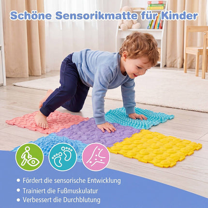 Interlocking Sensory Mats, 6 PCS, Multi-Colored TPE, 12"x12"