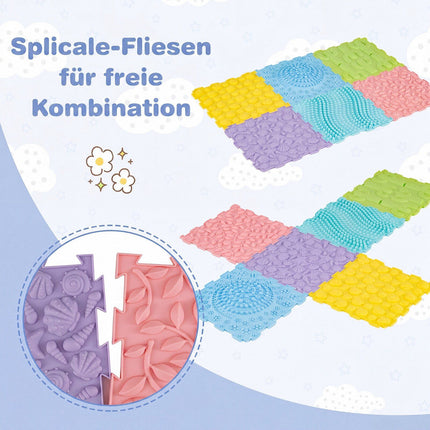 Interlocking Sensory Mats, 6 PCS, Multi-Colored TPE, 12"x12"