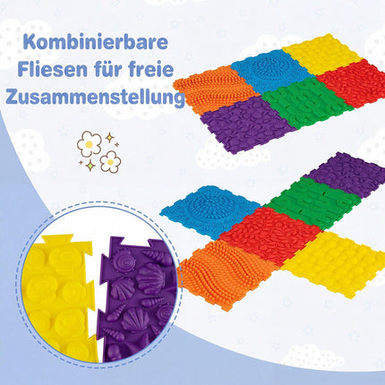 Interlocking Sensory Mats, 6 PCS, Multicolor, TPE, 12"x12"