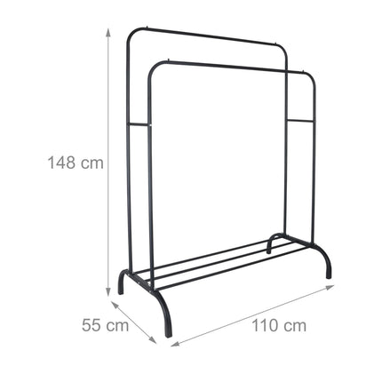 Iron Coat Rack with 2 Bars and Shelf