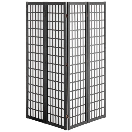 Japanese Room Divider, 4-Panel Folding Wood Privacy Screen