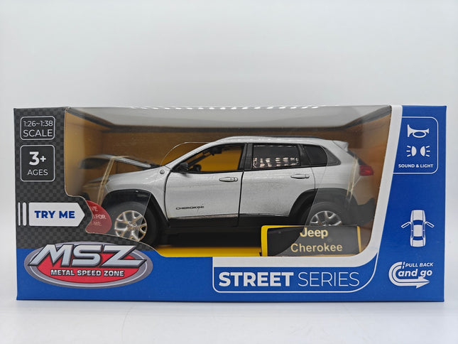 Jeep Cherokee kovový model, měřítko 1:32, sběratelský