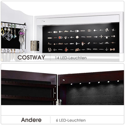 Šperkovnice organizér na šperky s celopostavovým zrcadlem ve dvířkách 41.5 x 37 x 160 cm, bílá