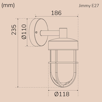 Jimmy nástěnné svítidlo patice E27 IP44 corten