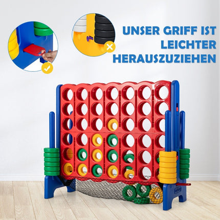 Jumbo sada Čtyři v řadě 119 cm, velká hra pro děti, modrá