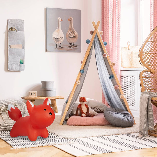 Jumping animal fox red