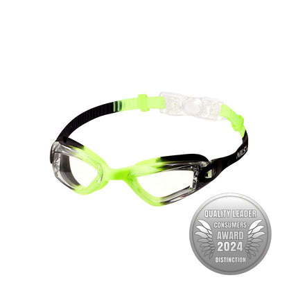 Junior Swimming Goggles, Black/Green, Anti-Fog Lens