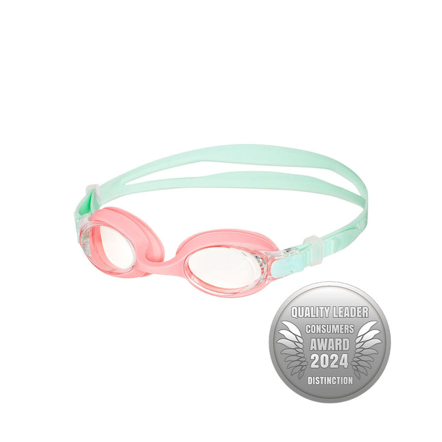 Junior zwembril, mint/roze, anti-condens lens