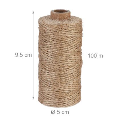 Jutová šňůra 1 mm x 100 m, sada 6 ks