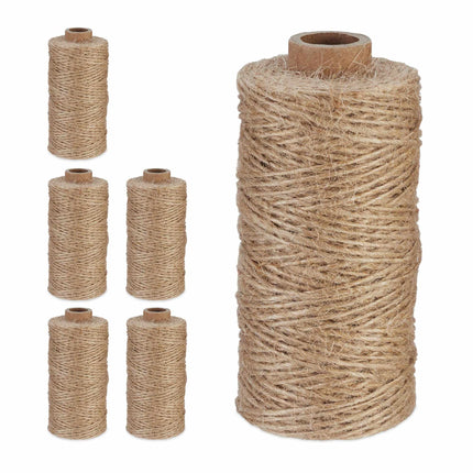 Jutová šňůra 1 mm x 100 m, sada 6 ks