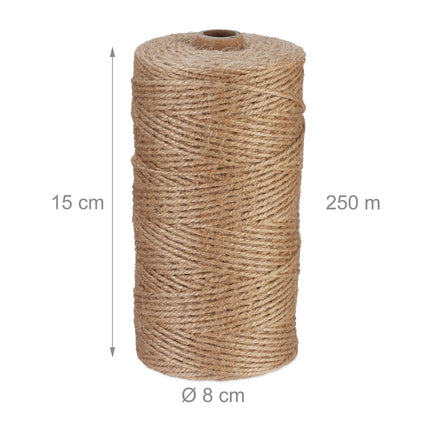Jutová šňůra 2 mm x 250 m, sada 2 ks
