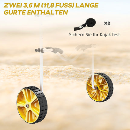 Adjustable kayak trailer with tension strap, aluminum
