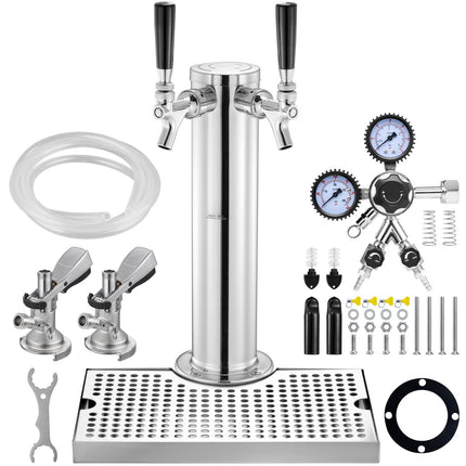 Kegerator Tower Kit, Dual Tap, W21.8 Regulator, A-System Coupler