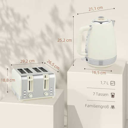 Sada rychlovarné konvice a toustovače, 1.7L, 2200W, 4 sloty, 7 stupňů opékání