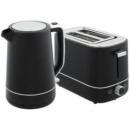 Sada rychlovarné konvice a toustovače - 2200W, 1.7L, 6 stupňů opékání, černá