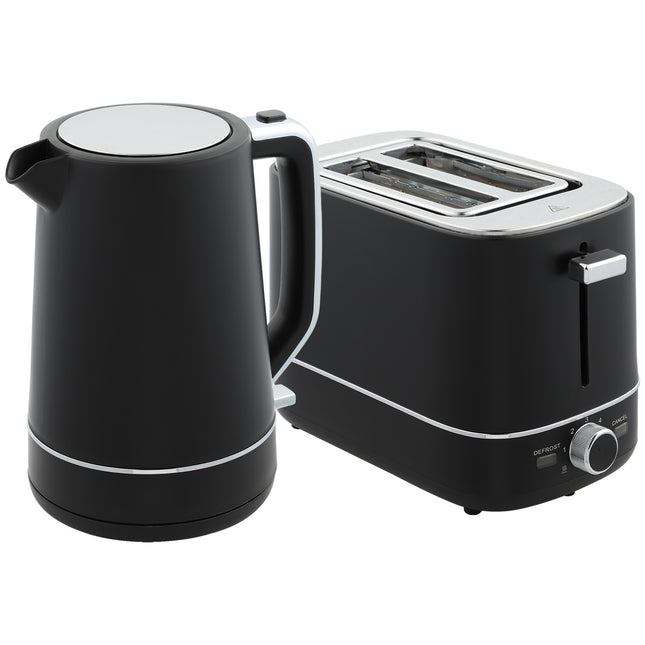 Sada rychlovarné konvice a toustovače - 2200W, 1.7L, 6 stupňů opékání, černá