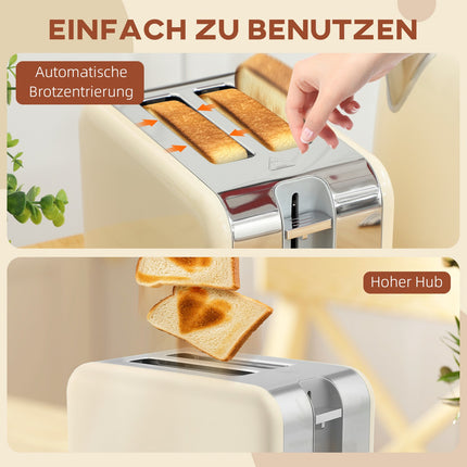 Sada rychlovarné konvice a toustovače, 2200W, 7 stupňů opékání, krémová