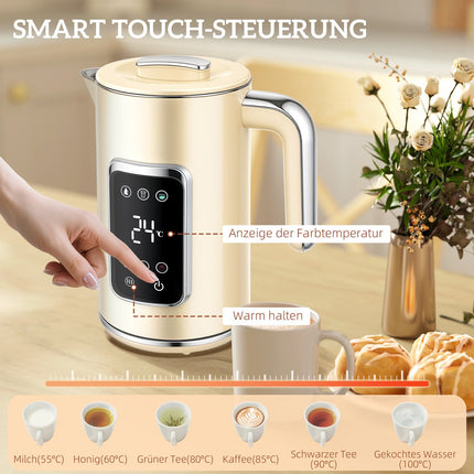 Sada rychlovarné konvice a toustovače, LED dotyk, 1.7L, 2 sloty, krémová