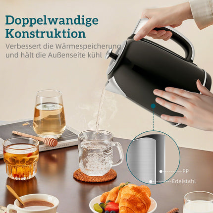 Sada rychlovarné konvice a toustovače, LED displej, 1.7L, 2200W, černá