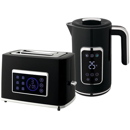Sada rychlovarné konvice a toustovače, LED dotyk, 1.7L, 2 sloty, černá