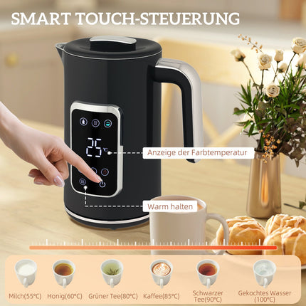 Sada rychlovarné konvice a toustovače, LED dotyk, 1.7L, 2 sloty, černá