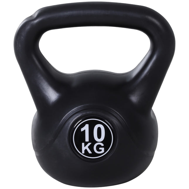 Kettlebell 10kg, plněný pískem, černá, vhodný pro začátečníky