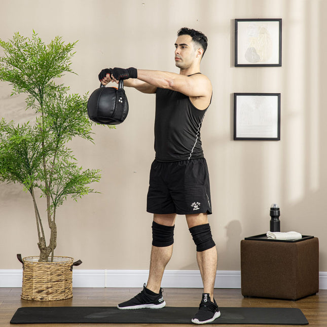12 kg Kettlebell with steel handle - black, floor safe