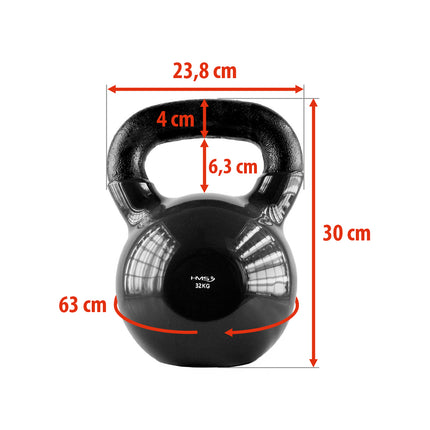 Kettlebell 32 kg litinový – černá