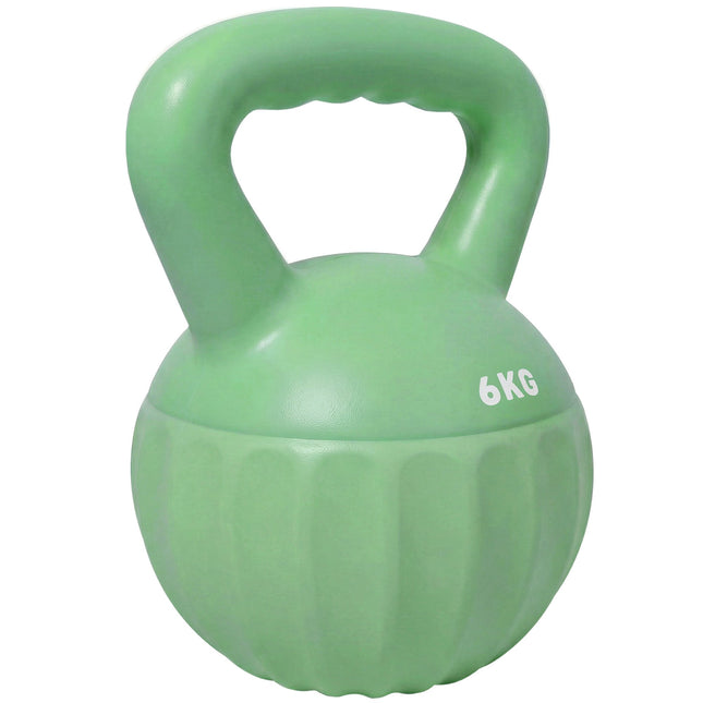 Kettlebell 6kg plněný pískem, protiskluzový úchop, zelená