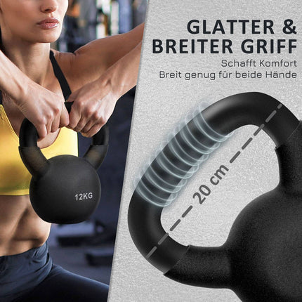 Kettlebell 12 Kg, Neoprene coated cast iron, floor friendly