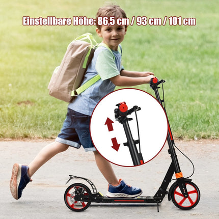 Městská koloběžka s popruhem na nošení, výškově nastavitelná, černá