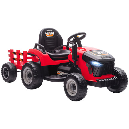 Dětský elektrický traktor 12V s dálkovým ovládáním, vlečka, červená